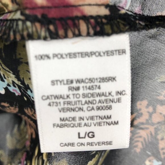 Pleione  Black Floral Peasant Tunic sheer balloon sleeve blouse LG - Picture 6 of 16